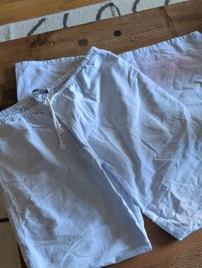 Brandy Melville Light Blue & White Pinstripe Lounge Shorts